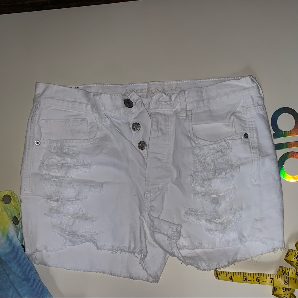 White American eagle outfitters ripped denim short